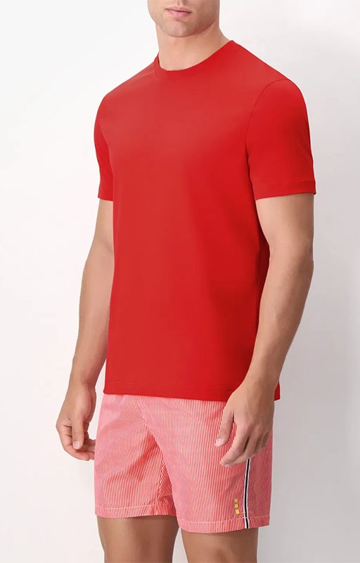 T-shirt girocollo Perofil in jersey di cotone rossa